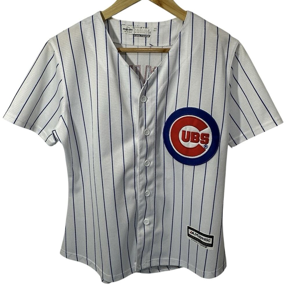 Chicago Cubs Smith 06 Youth Large Majestic Jersey White Pinstripe MLB Baseball